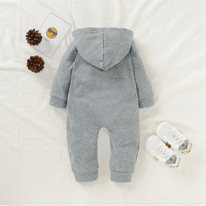 Salopeta Cardigan Gri Cu Gluga Unisex 3-12 Luni [2]