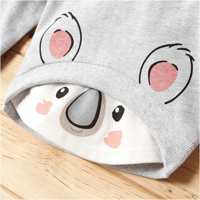 Set Bluza Si Pantaloni Panda Gri Unisex 9-12 Luni [4]