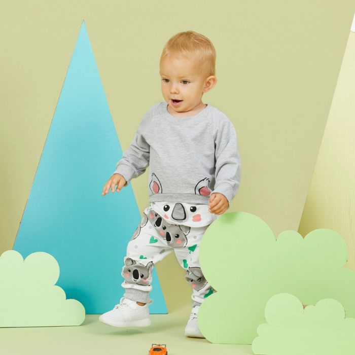Set Bluza Si Pantaloni Panda Gri Unisex 9-12 Luni [2]
