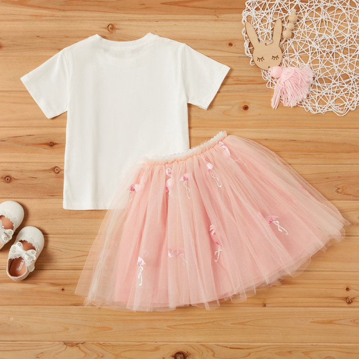 Set Tricou si Fusta Tul Flamingo Fetite [2]