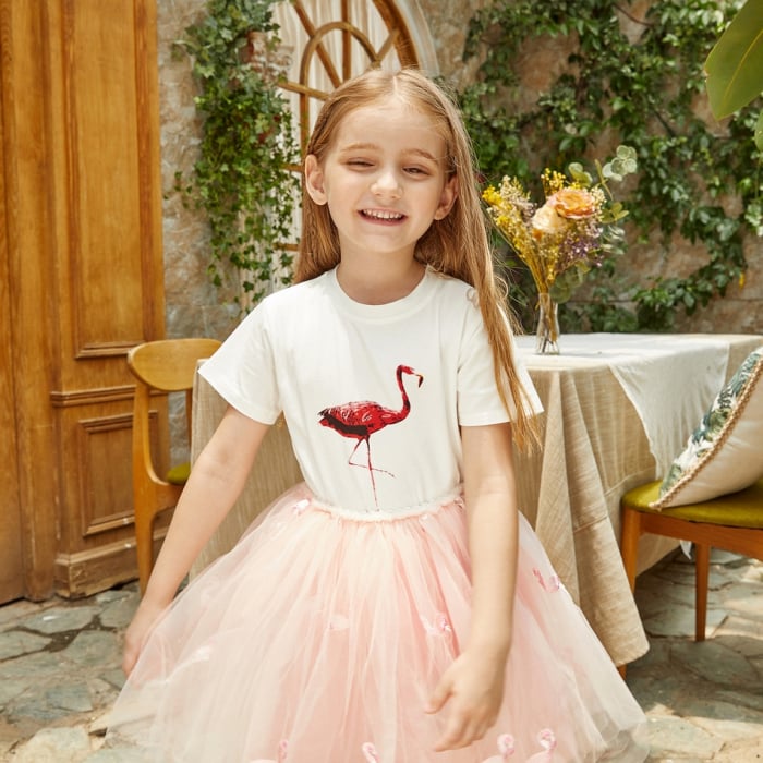 Set Tricou si Fusta Tul Flamingo Fetite [5]