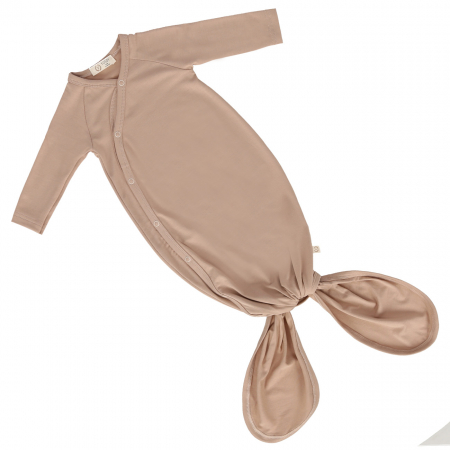Body Bambus Bebelusi - Body Cu Nod Din Bambus Cu Maneca Lunga Premium Beige