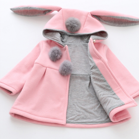 Palton Roz cu Urechi de Iepuras Pentru Fete PT00025 [2]
