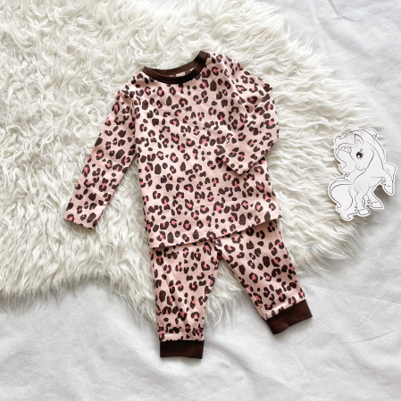 Pijama Set Bluza Si Pantaloni Leopard Roz [1]