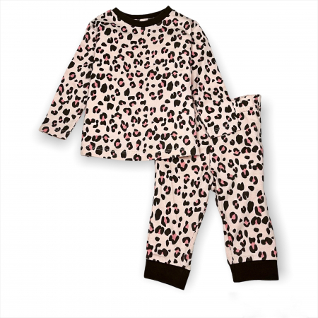 Pijama Set Bluza Si Pantaloni Leopard Roz [2]