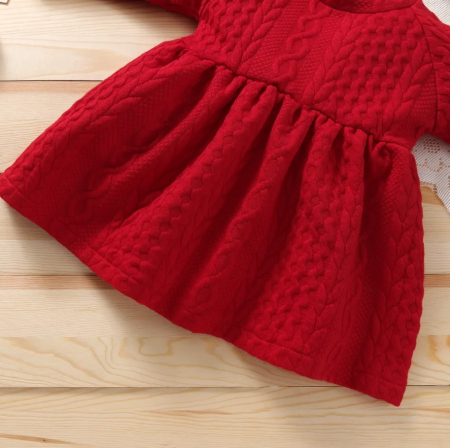 Rochita Si Bentita Burgundy Cu Model Impletit Fete [3]