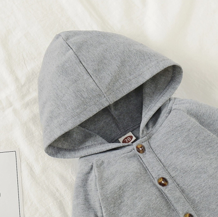Salopeta Cardigan Gri Cu Gluga Unisex 3-12 Luni [2]