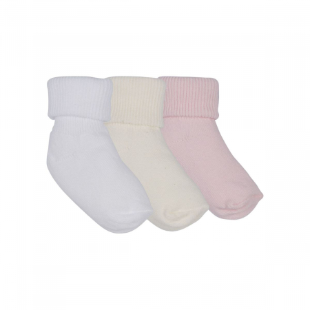 Sosete Bebelusi - Set 3 Sosete Bebelusi Alb Crem Roz