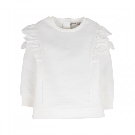 Set Bluza Alba Cu Volanase Si Pantalon [1]