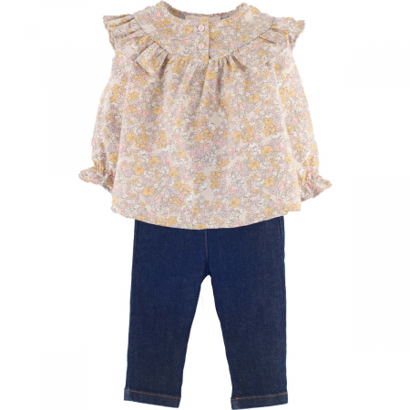 Trening Bebelusi - Set Bluza Cu Imprimeu Floral Si Blug