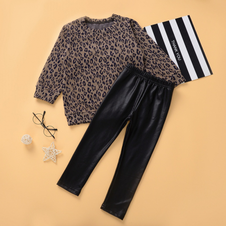 Set Bluza Leopard Si Pantaloni Pentru Fete 2-5 Ani [0]