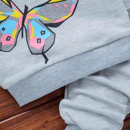 Set Bluza Si Pantaloni Fluturi Gri Fete 18 Luni-5 Ani [1]