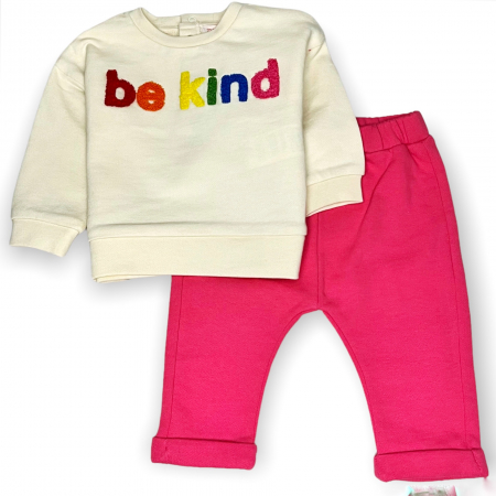 Set Pantalon Si Bluza Cu Imprimeu Be Kind [0]