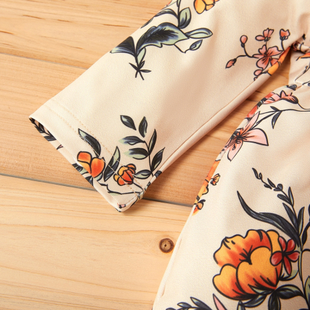 Set Pantaloni Bluza Si Bentita Galben Cu Flori [4]