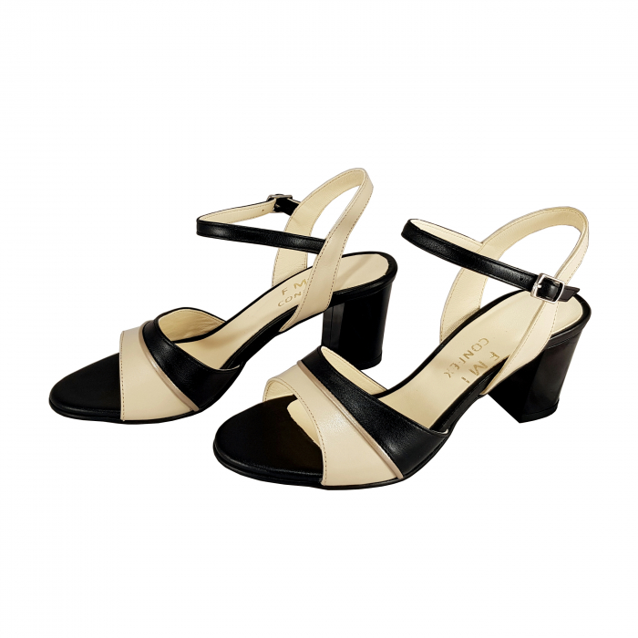 Sandale 159 Bej cu Negru Box [2]
