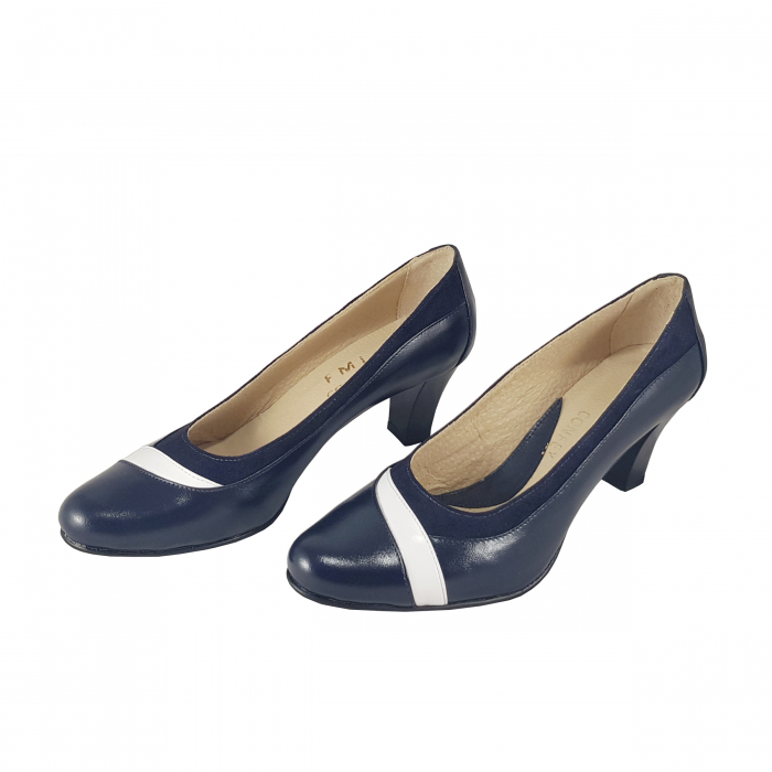 Pantofi 827 U Bleumarin cu Alb [2]