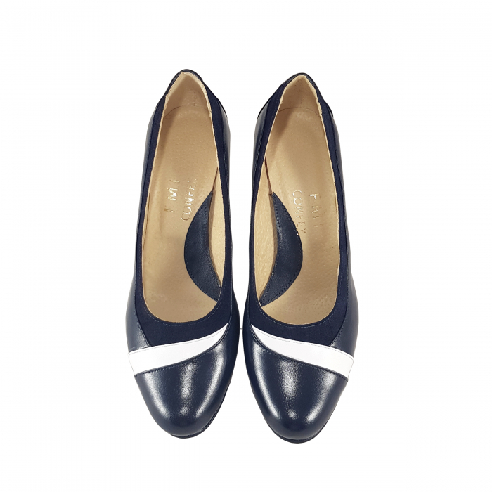 Pantofi 827 U Bleumarin cu Alb [3]