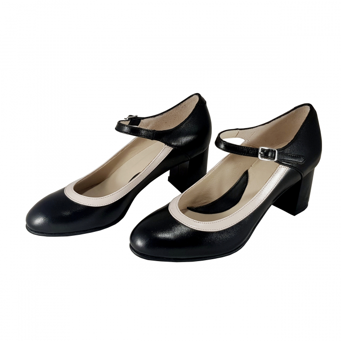 Pantofi 715 Negru cu Alb [2]