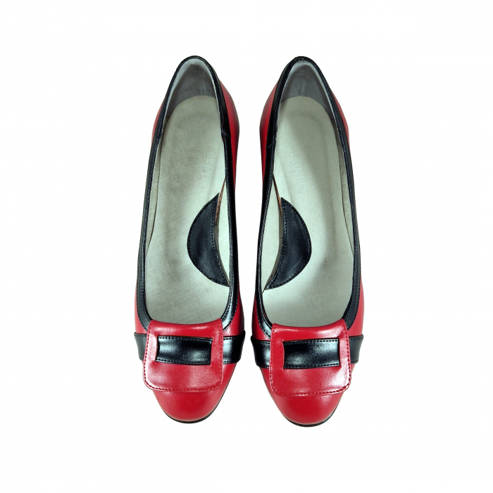 Pantofi 724 Rosu cu Negru Box [3]