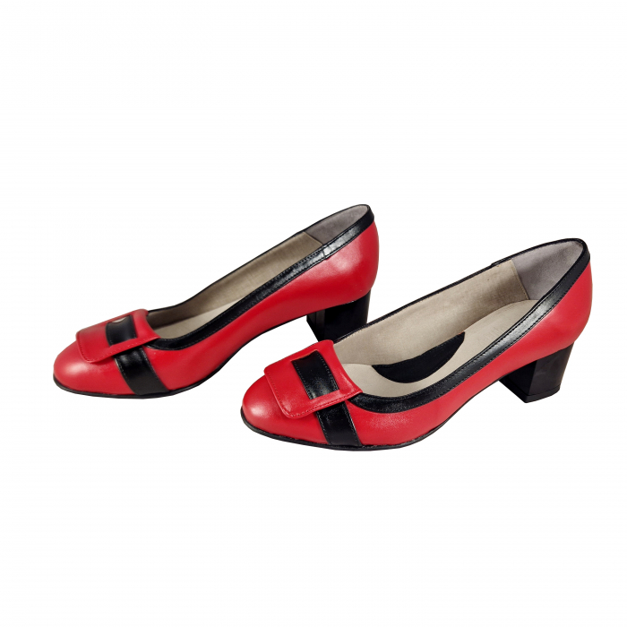 Pantofi 724 Rosu cu Negru Box [2]