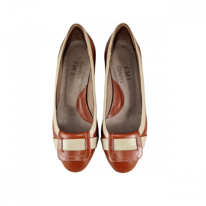 Pantofi 724 Maro cu Nude [3]