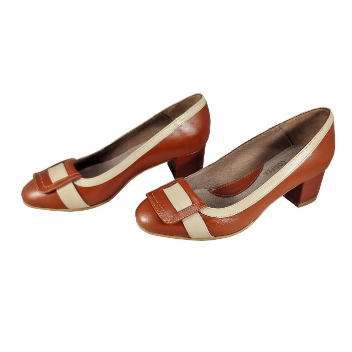 Pantofi 724 Maro cu Nude [2]