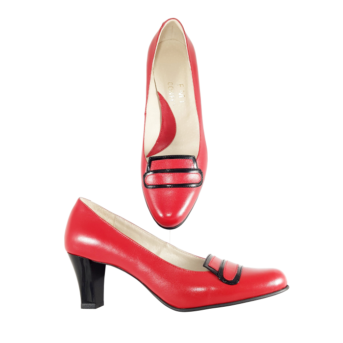 Pantofi 827 N Rosu cu Negru [3]