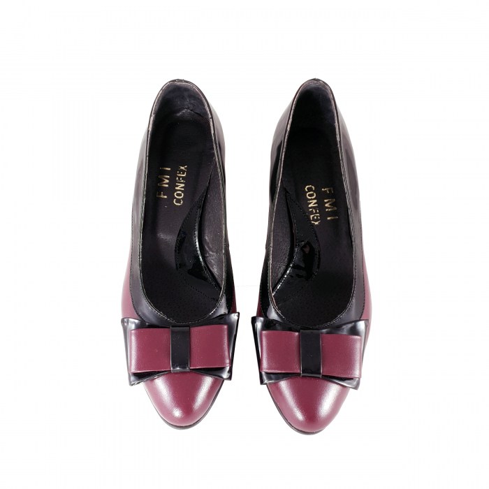 Pantofi 908 F Grena cu Negru [3]