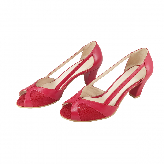 Pantofi Sanda 827 Rosu Box cu Velur [2]