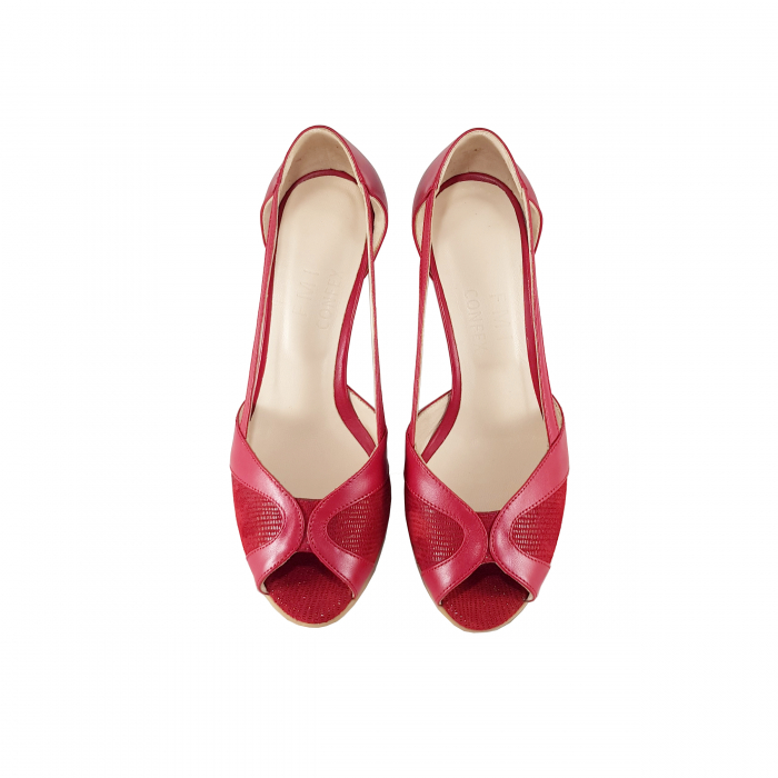 Pantofi Sanda 827 Rosu Box cu Velur [3]