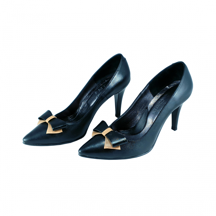 Pantofi Stiletto Cu Funda Negru Box cu Nude [2]