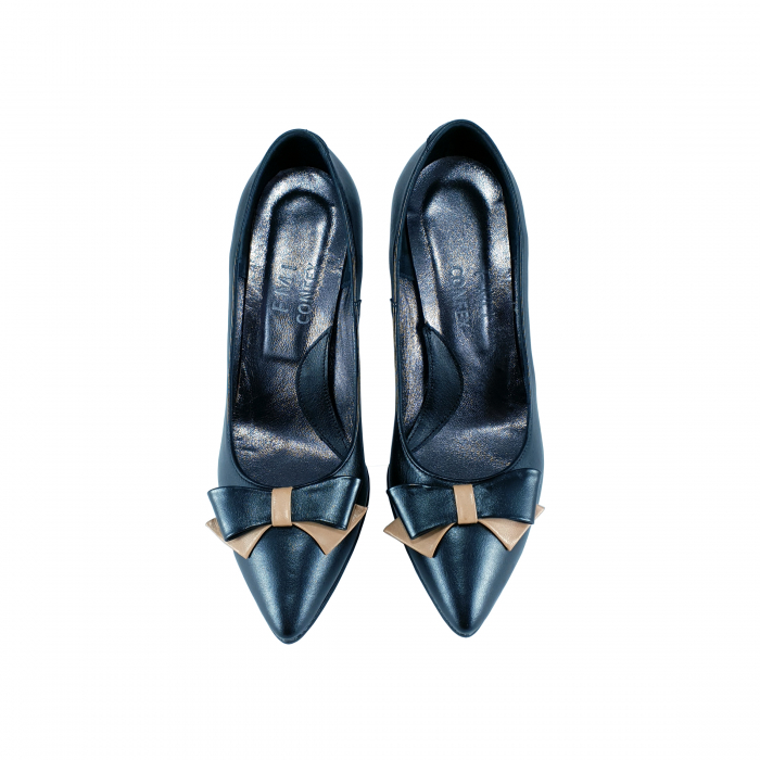 Pantofi Stiletto Cu Funda Negru Box cu Nude [3]