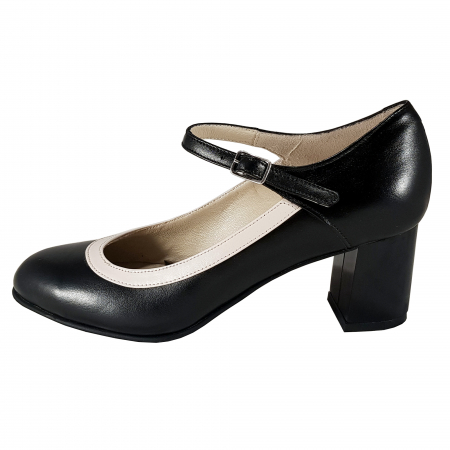 Pantofi 715 Negru cu Alb