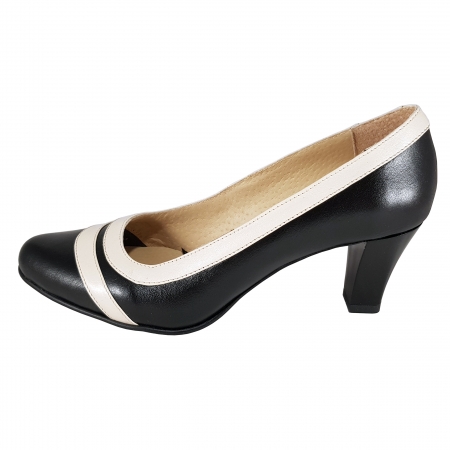 Toc 3 - 5 cm - Pantofi 827.2 Negru cu Bej