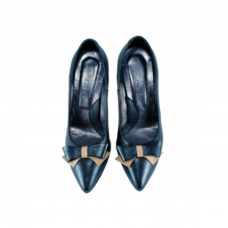 Pantofi Stiletto Cu Funda Negru Box cu Nude [2]