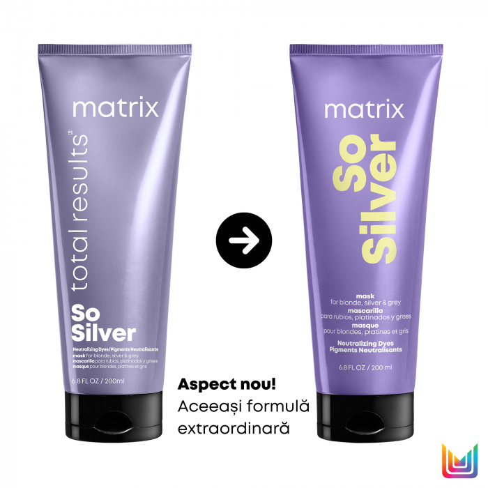 Masca Matrix Total Results So Silver pentru neutralizarea tonurilor de galben din parul blond, 200ml [2]