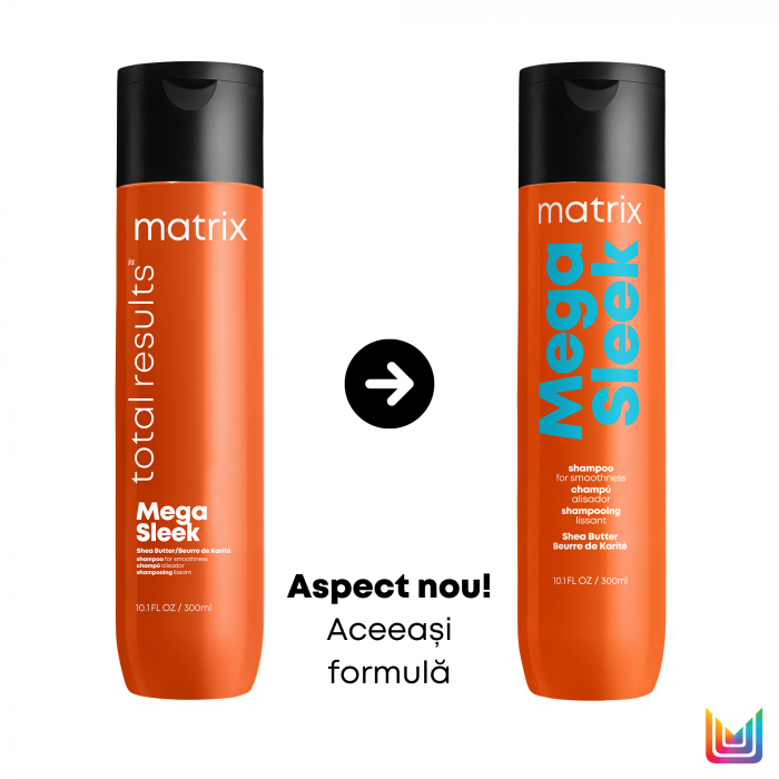 Sampon Matrix Total Results Mega Sleek pentru par indisciplinat, 300 ml [5]