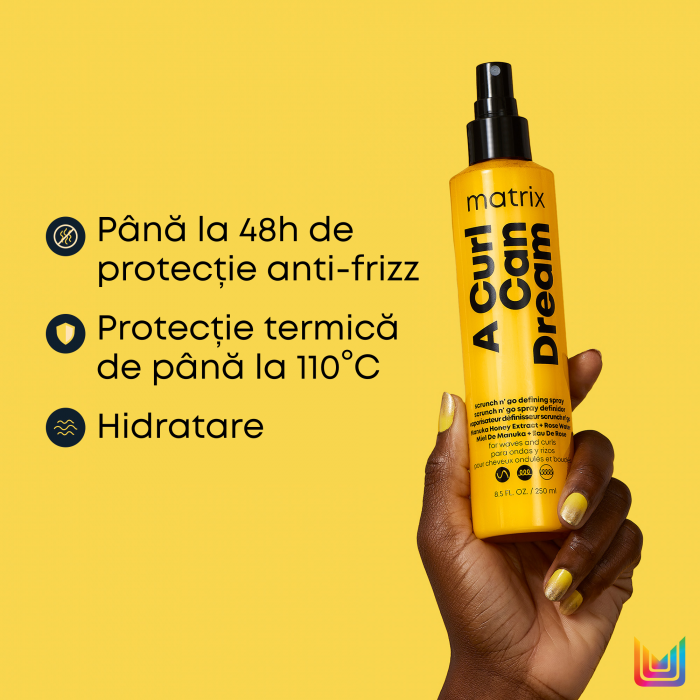 Spray leave-in Matrix A Curl Can Dream Scrunch N' Go cu textura lejera pentru parul ondulat, cu extract de miere de manuka si apa de trandafiri, 250ml [3]