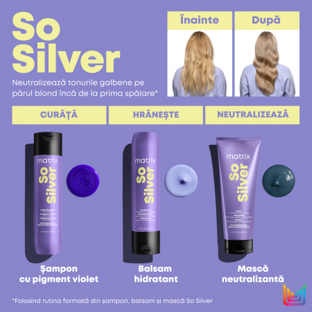 Masca Matrix Total Results So Silver pentru neutralizarea tonurilor de galben din parul blond, 200ml [3]
