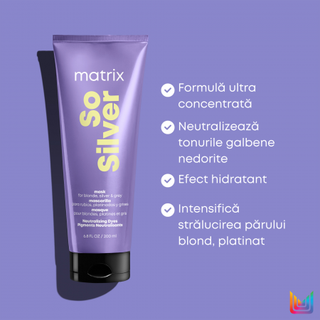 Masca Matrix Total Results So Silver pentru neutralizarea tonurilor de galben din parul blond, 200ml [2]