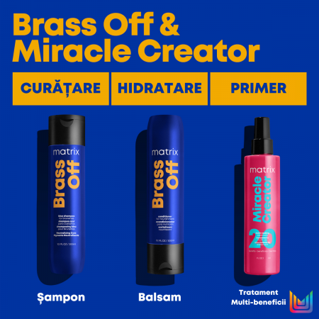 Balsam de par Matrix Total Results Brass Off cu pigment albastru pentru neutralizarea reflexelor nedorite aramii si portocalii, 300ml [2]