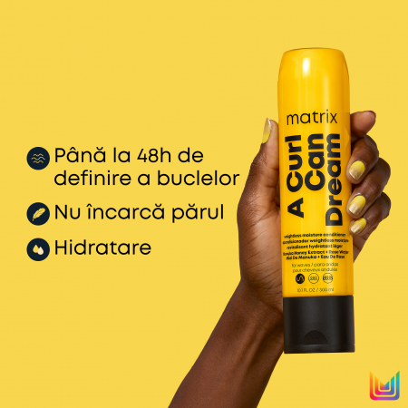 Balsam hidratant Matrix A Curl Can Dream cu textura lejera pentru parul ondulat, cu extract de miere de manuka si apa de trandafiri, 300mlBalsam hidratant Matrix A Curl Can Dream cu textura lejera pentru parul ondulat, cu extract de miere de manuka si apa de trandafiri, 300ml [2]