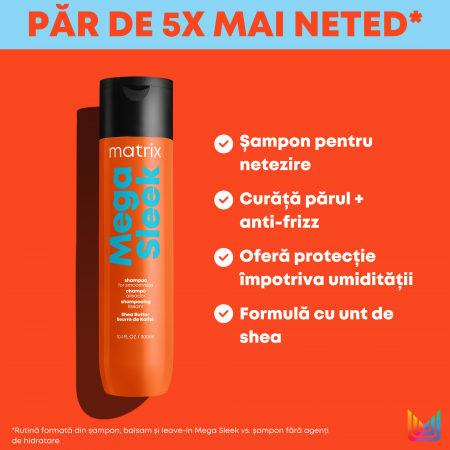 Sampon Matrix Total Results Mega Sleek pentru par indisciplinat, 300 ml [3]