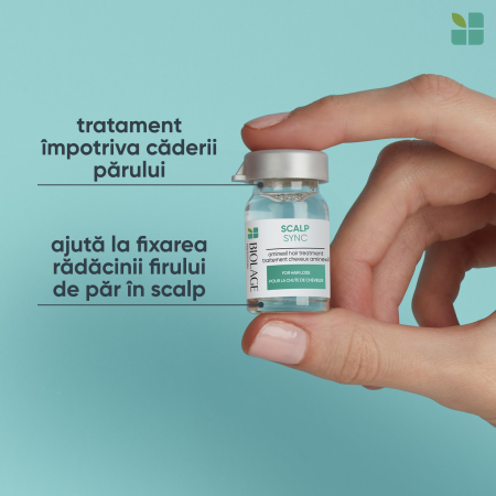 Tratament - Tratament aminexil Biolage Scalp Sync Aminexil Hair Treatment cu acid glicolic si extract de ceai fermentat, previne caderea excesiva, pentru par fragil si subtire cu tendinta de rupere, 10x6ml