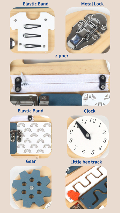 Busy Board Montessori 2 in 1 Ursulet cu Activitati Educationale [8]