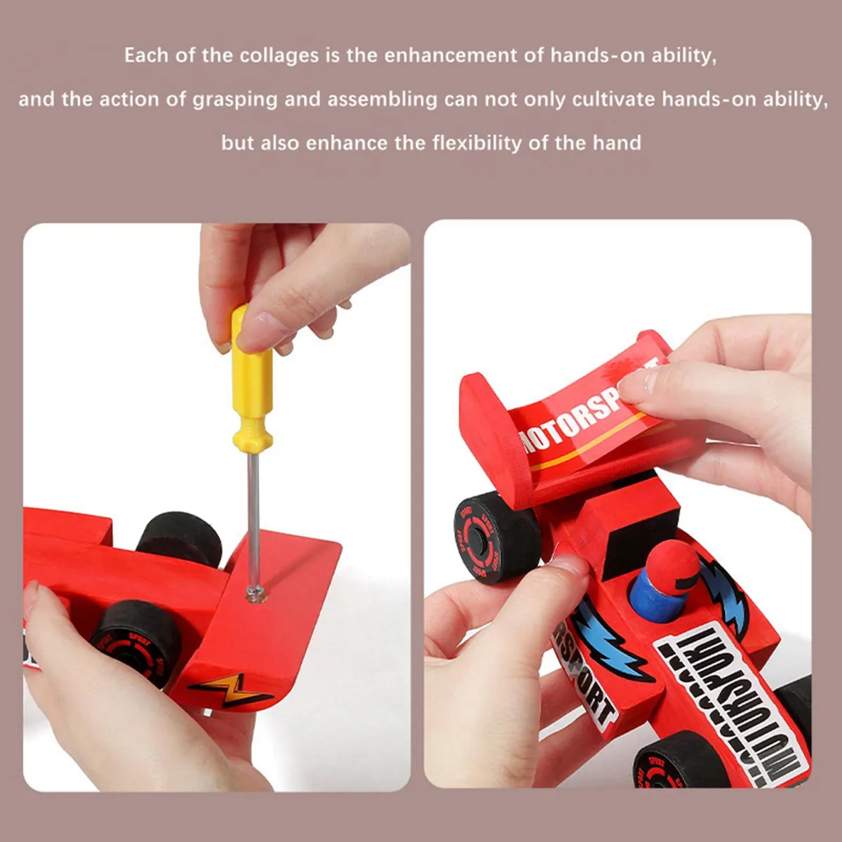 Set Masini din Lemn de Asamblat si Pictat – 3 Kituri DIY cu Vopsele, Pensule si Autocolante [2]