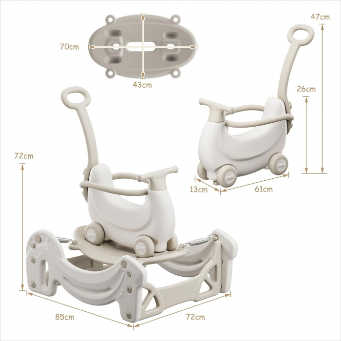 Cal Balansoar Multifunctional 5 in 1 Copii - Trambulina, Scuter, Bicicleta cu maner de impins si Balansoar [8]