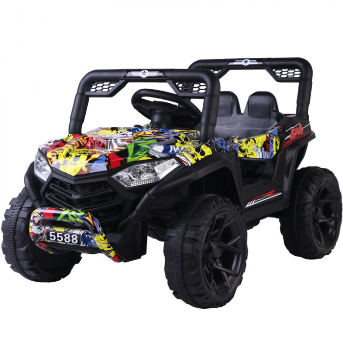 Masinuta electrica Jeep 12V pentru copii 2 motoare telecomanda muzica lumini Graffiti [2]