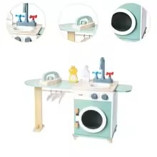 Jucarie Masina de Spalat din Lemn pentru Copii cu Accesorii – Uscator Fier de Calcat Detergent [4]