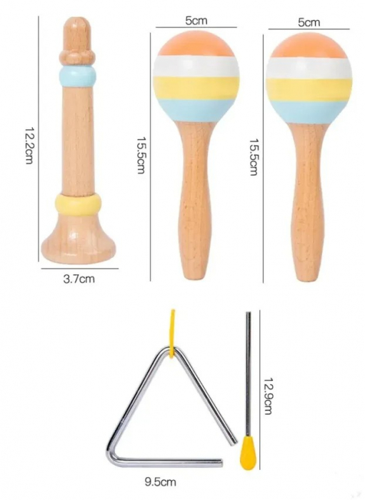 Set Instrumente Muzicale Montessori din Lemn 6 Instrumente [7]